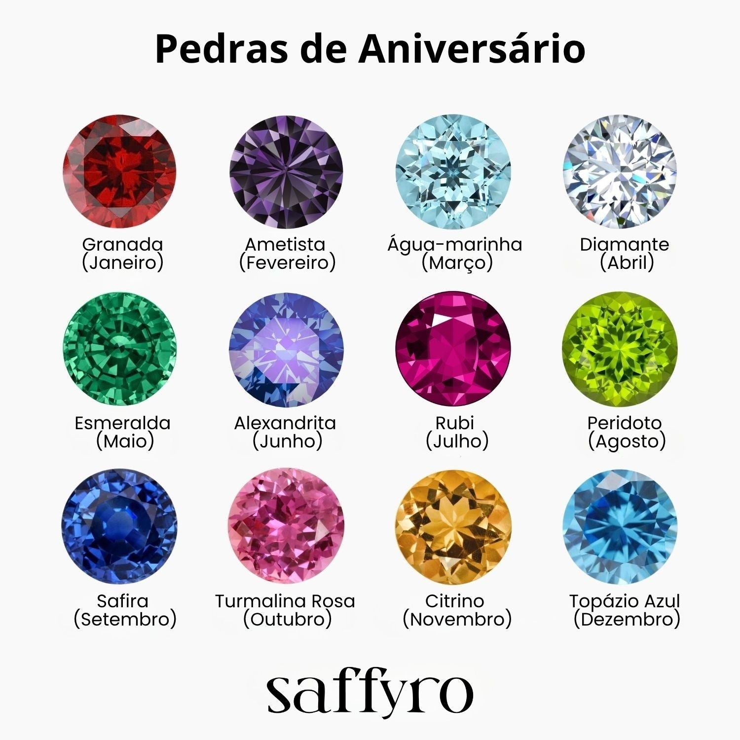 Colar Inicial com Pedra do Mês