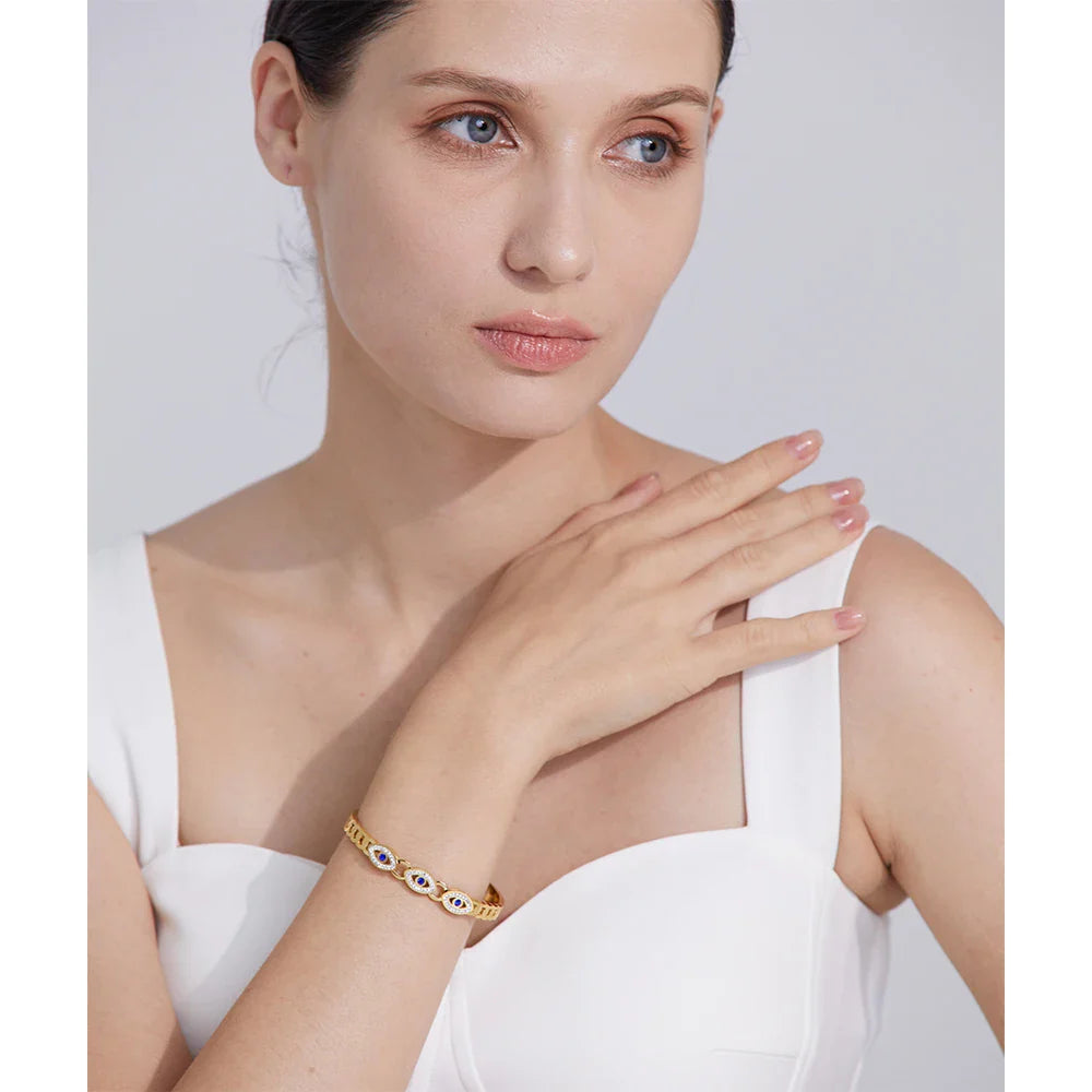 Pulseira Feminina Olho Grego Brilhante.