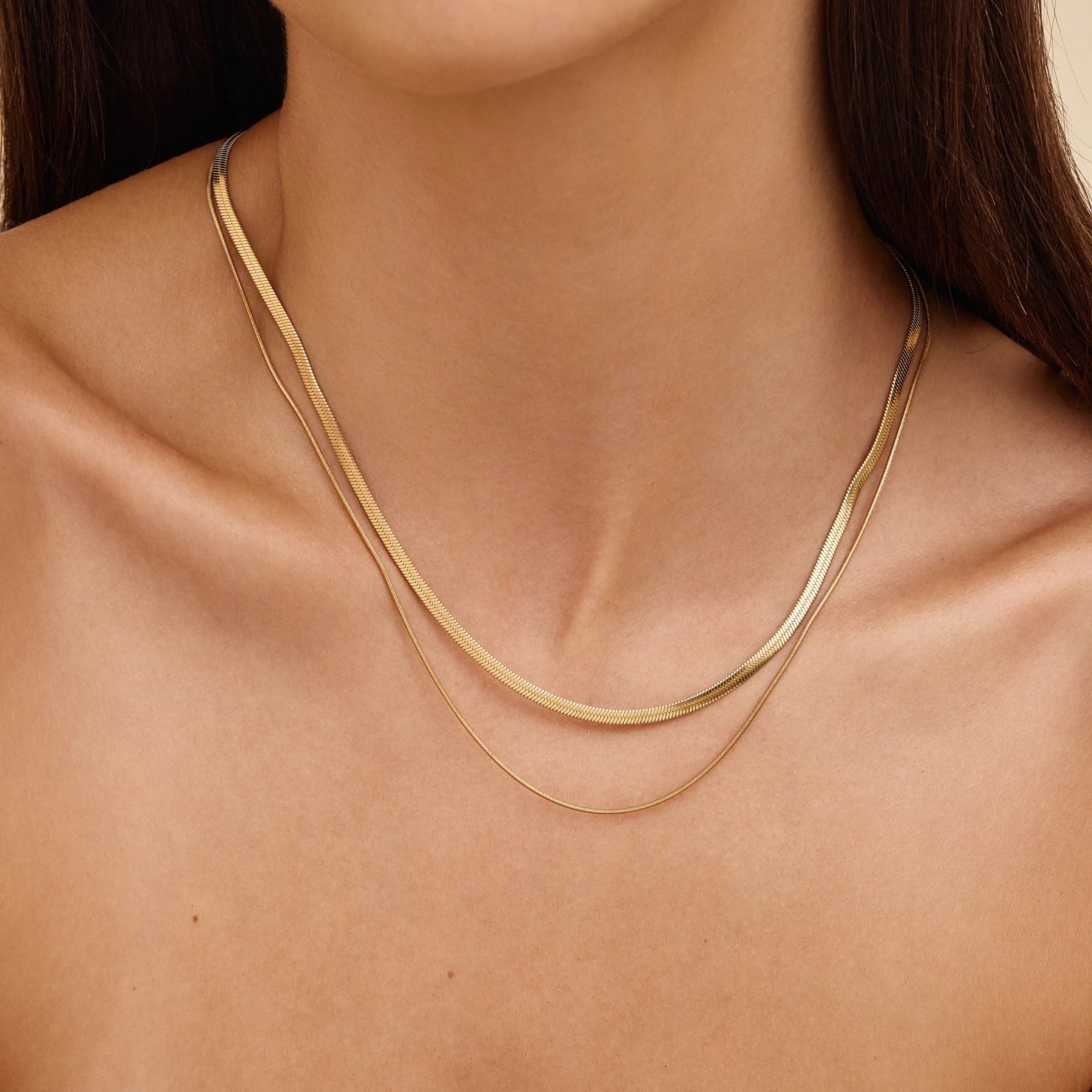 Colar Dual Snake Banhado Ouro 18K