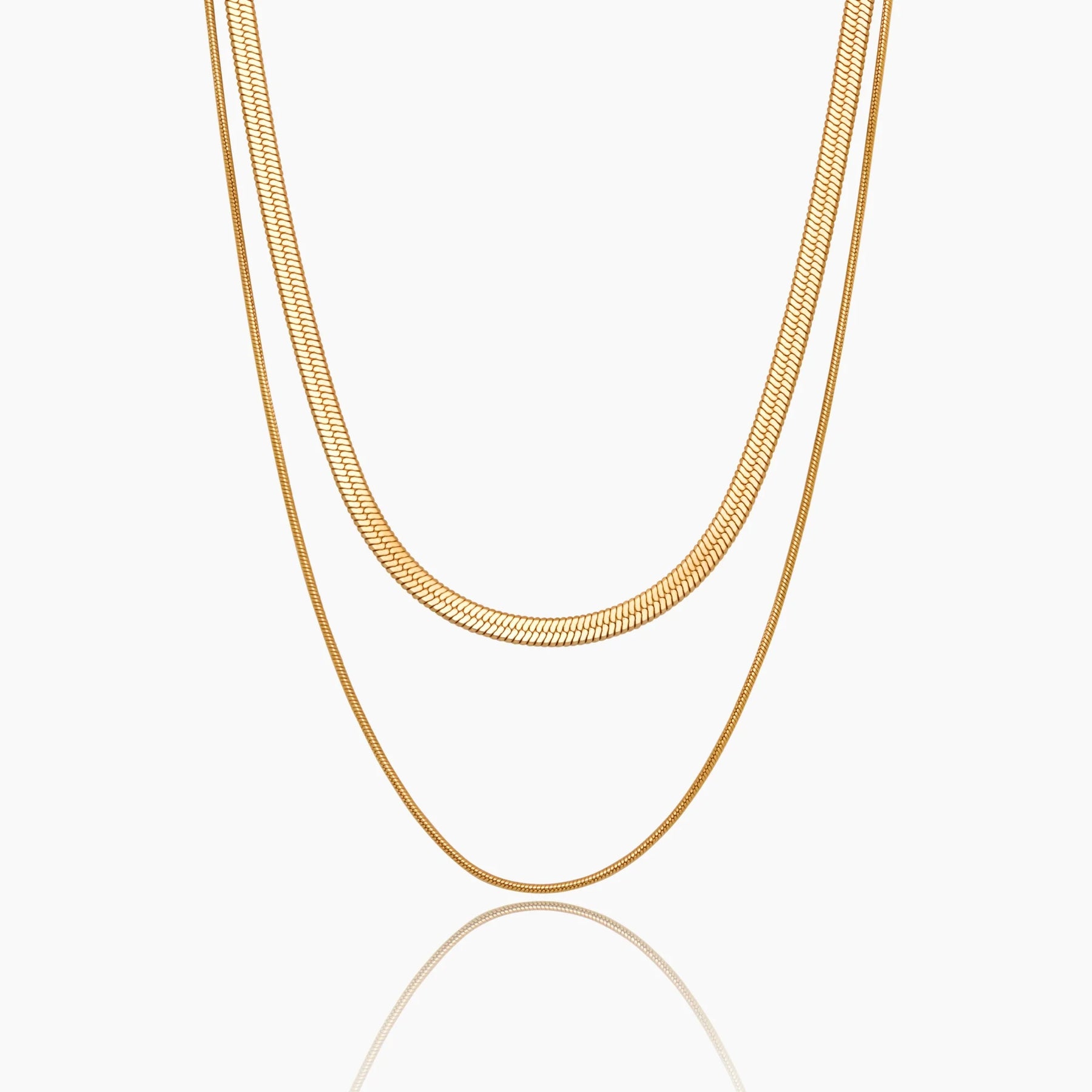 Colar Dual Snake Banhado Ouro 18K