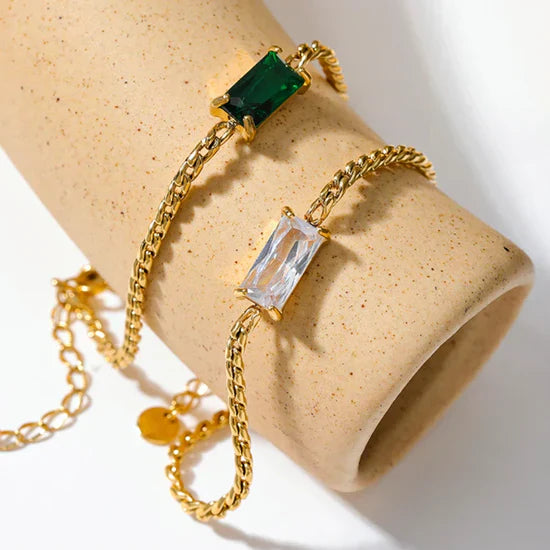Pulseira Feminina Dourada Trançada com Cristal