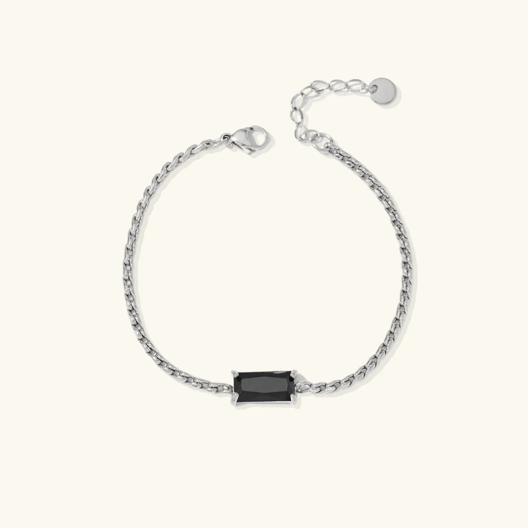Pulseira Feminina Prata Trançada com Cristal