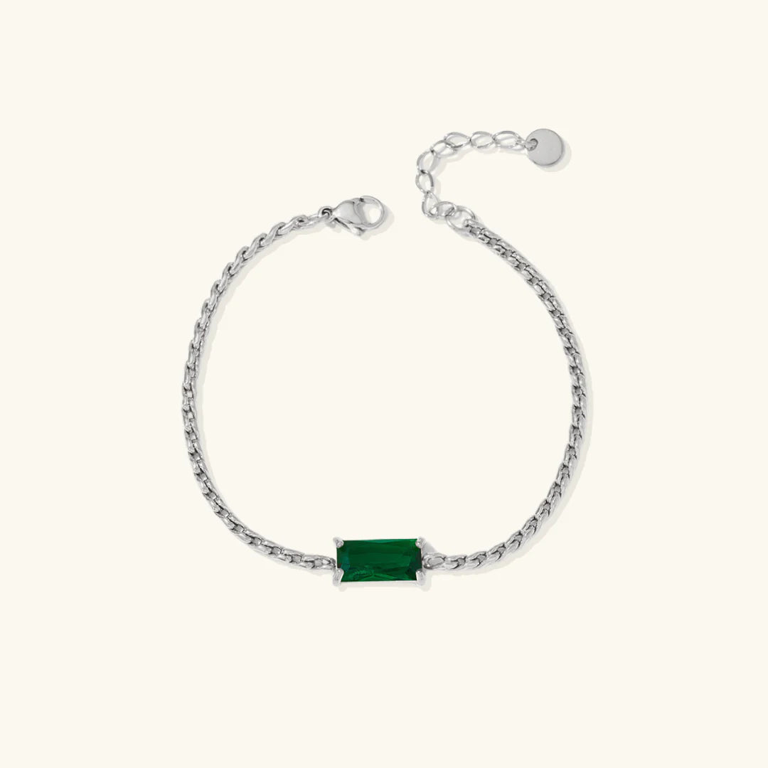 Pulseira Feminina Prata Trançada com Cristal