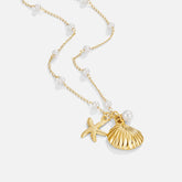 Colar Feminino Dourado com pingente de Concha Aria