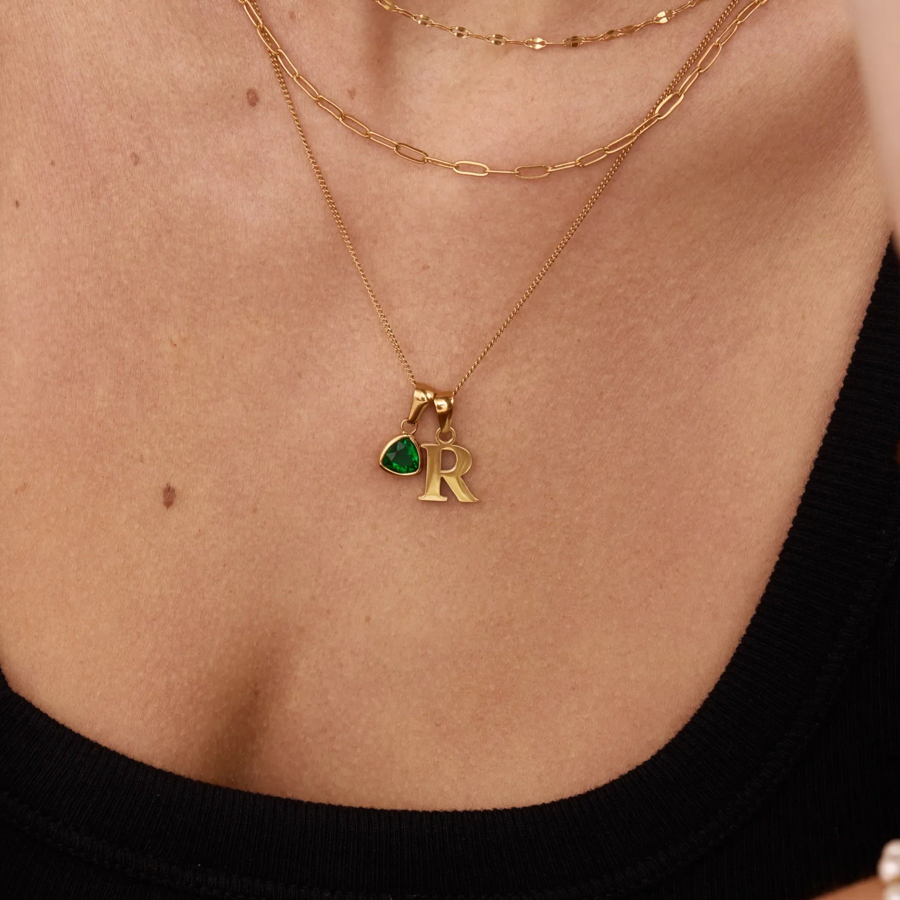 Colar Inicial com Pedra do Mês