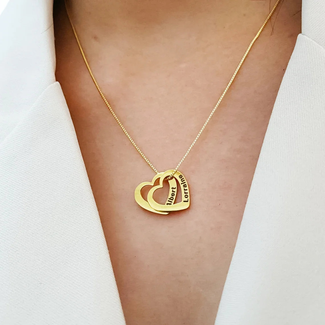 Colar Coração de Mãe Personalizável Banhado a Ouro 18k