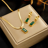 Conjunto Feminino Premium Colar e Brincos com Esmeralda