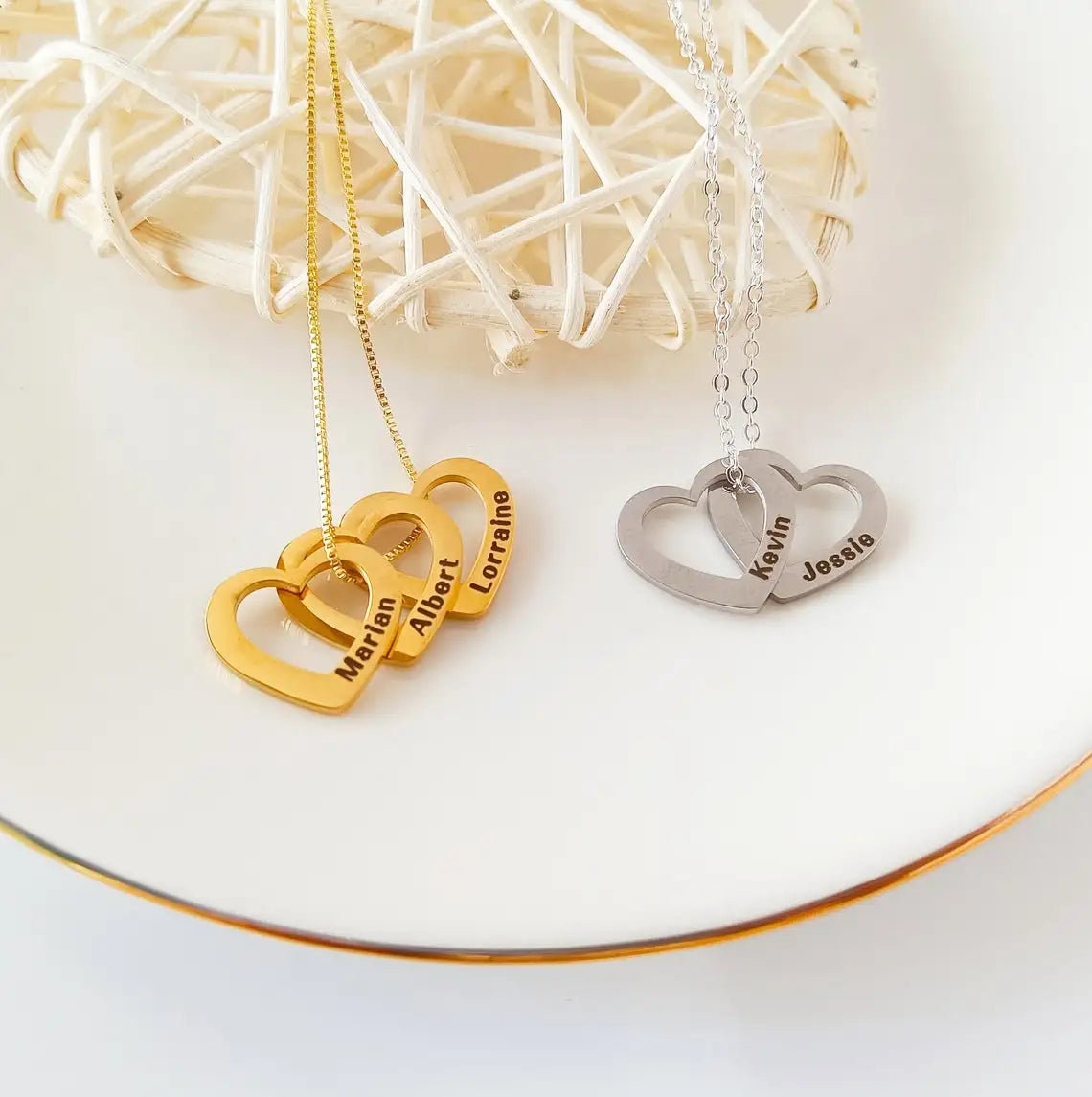 Colar Coração de Mãe Personalizável Banhado a Ouro 18k