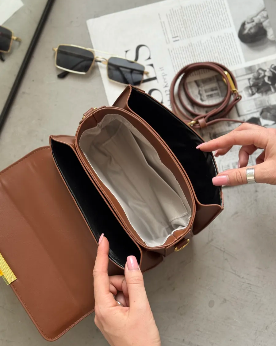 Bolsa Feminina Marrom Couro Torté