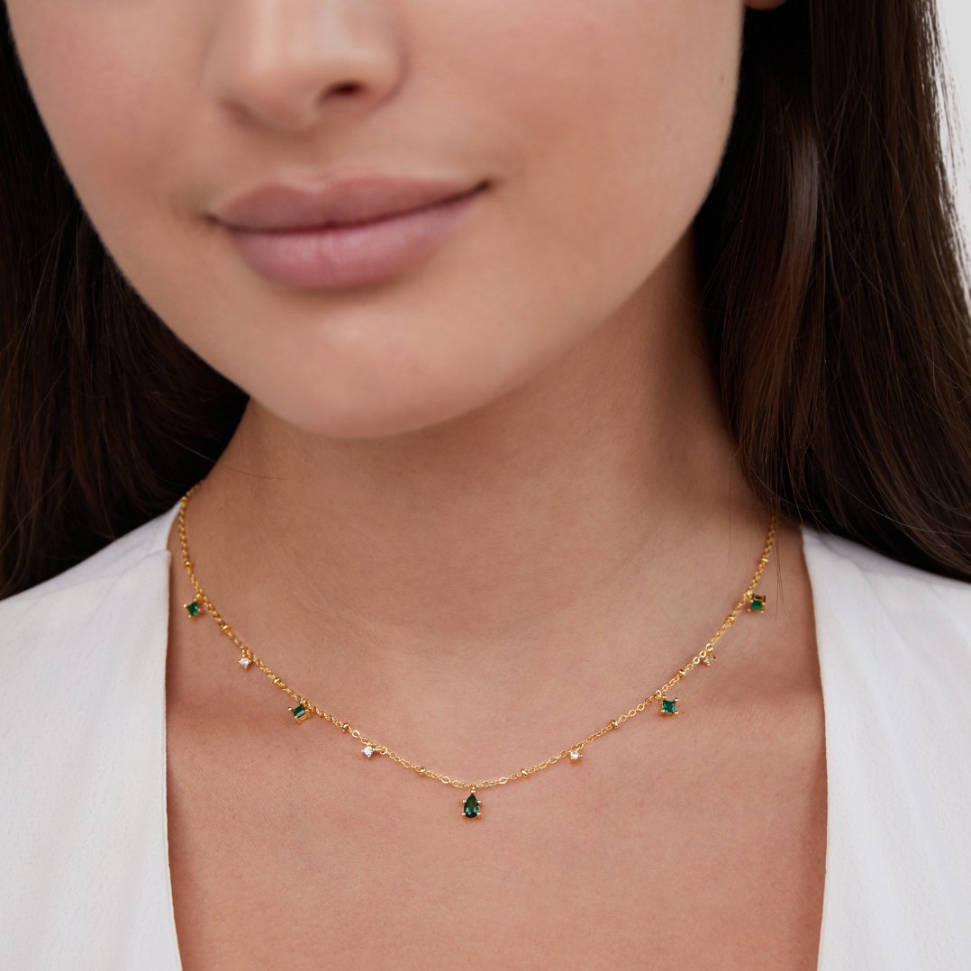 Colar Feminino Dourado Cristal