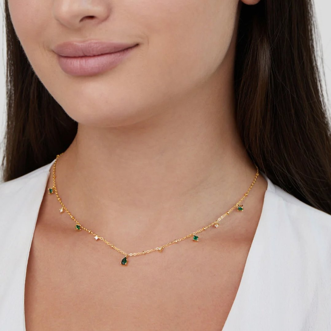 Colar Feminino Dourado Cristal
