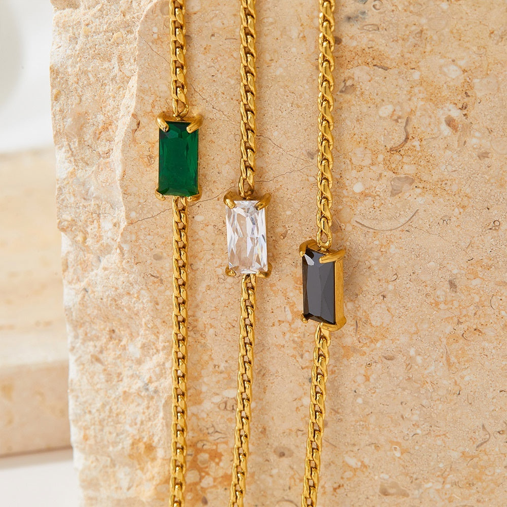 Pulseira Feminina Dourada Trançada com Cristal