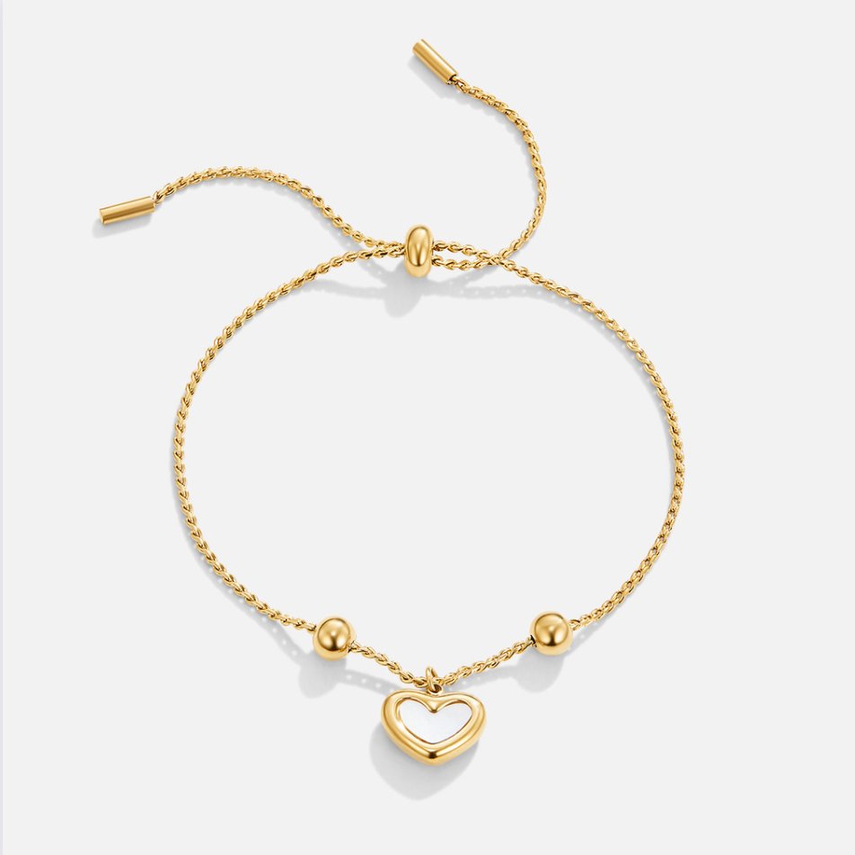 Pulseira Feminina Dourada Coração Amor Para Sempre
