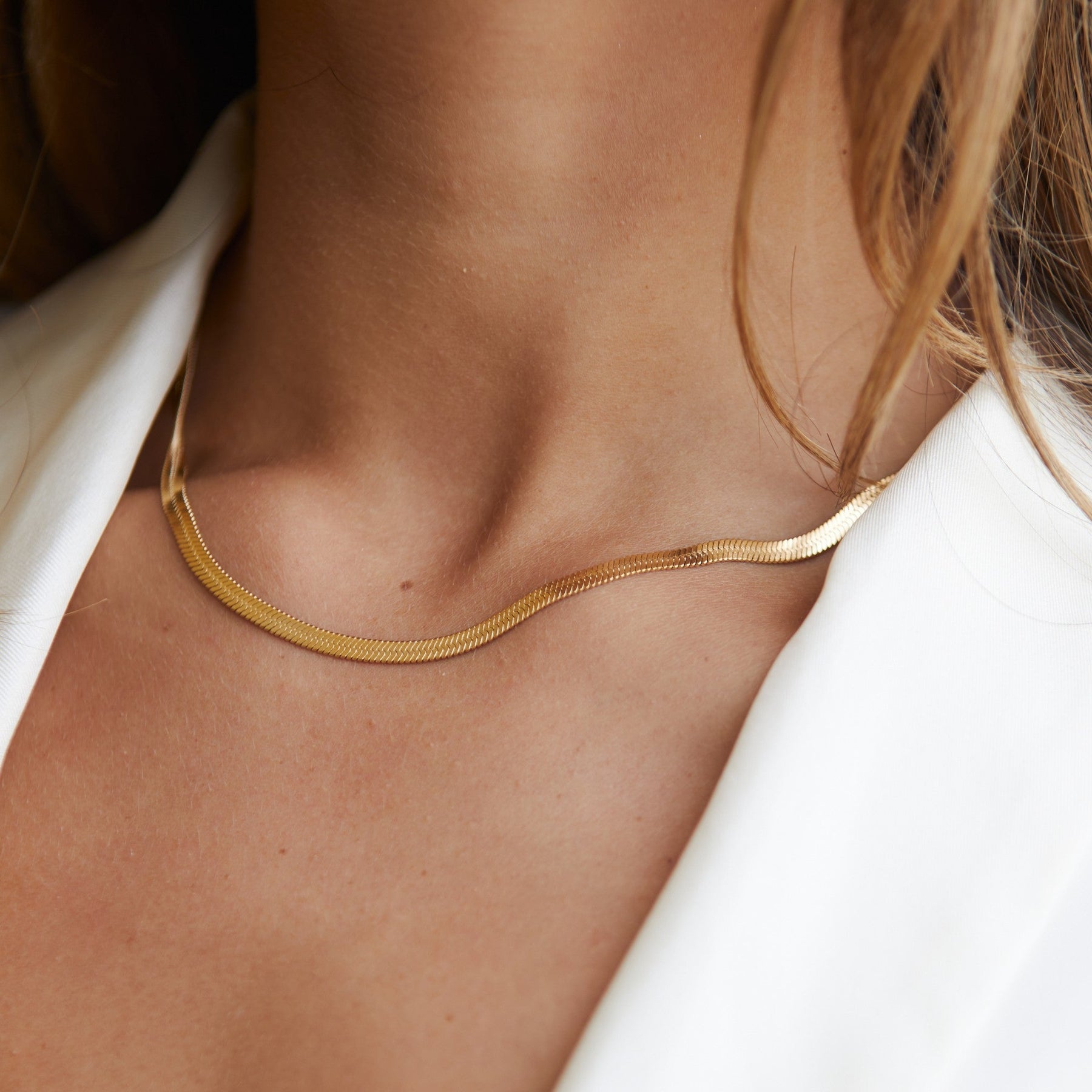 Colar Slim Snake Banhando Ouro 18K