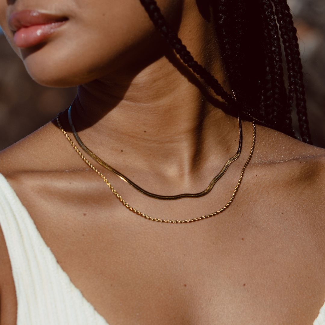 Colar Duplo Layered Banhado Ouro 18K