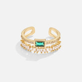 Anel Feminino de Cristal Verde em Camadas