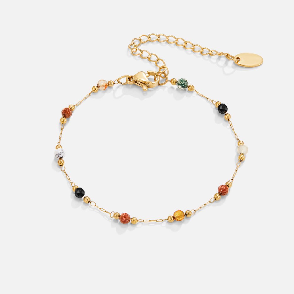 Pulseira Feminina de pedra com miçangas Multi