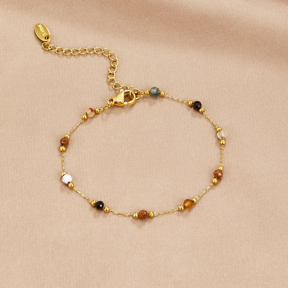 Pulseira Feminina de pedra com miçangas Multi