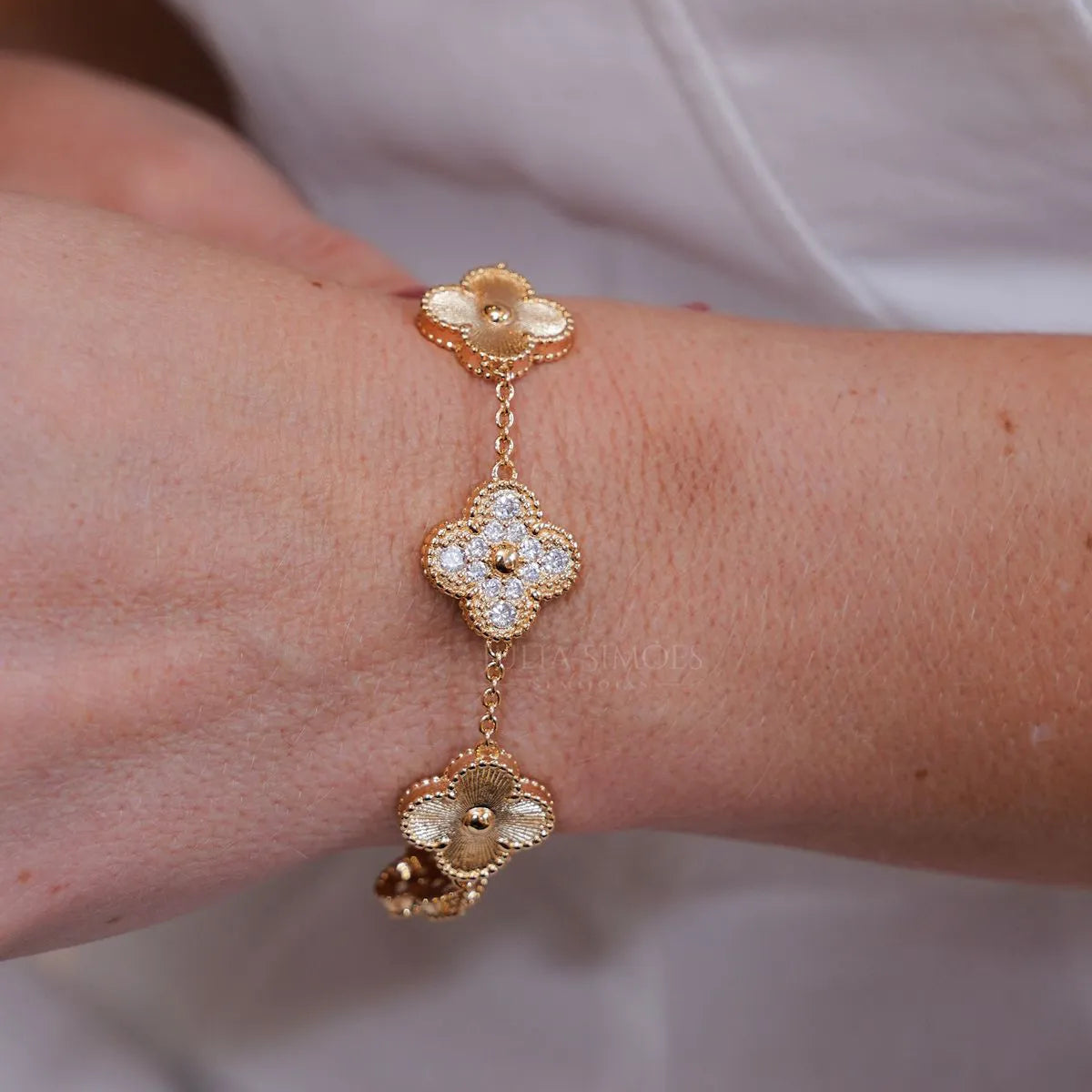 Pulseira Feminina Trevo de Cristal