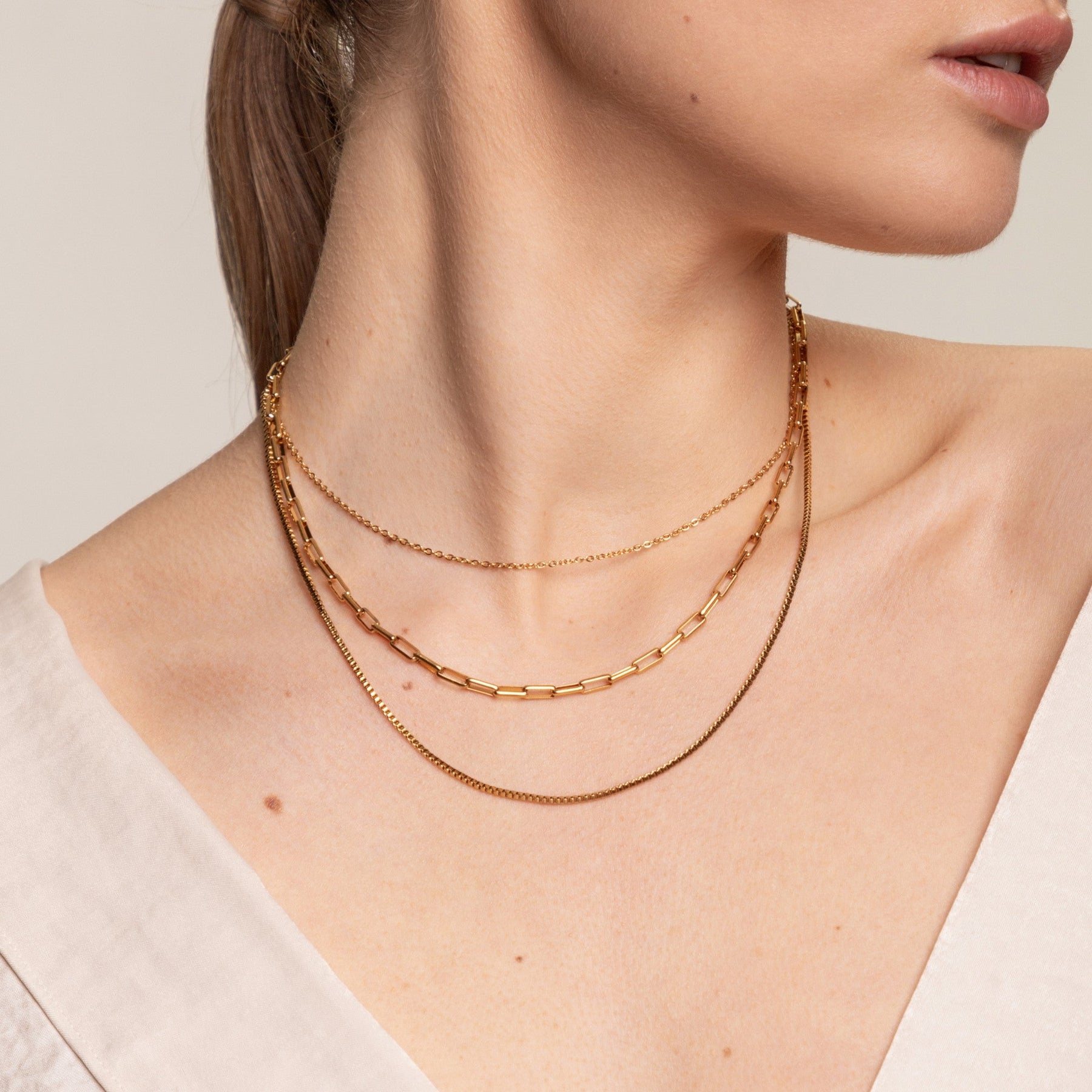 Colar Soana 3 Camadas Banhado Ouro 18K