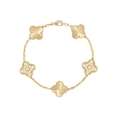 Pulseira Feminina Trevo de Cristal Prata/Dourado