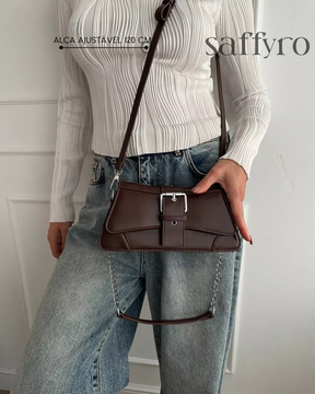 Bolsa Feminina Transversal em Couro Marrom Saffy