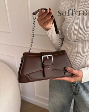 Bolsa Feminina Transversal em Couro Marrom Saffy