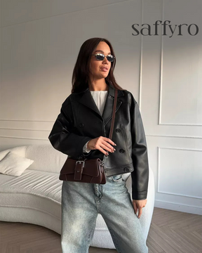 Bolsa Feminina Transversal em Couro Marrom Saffy