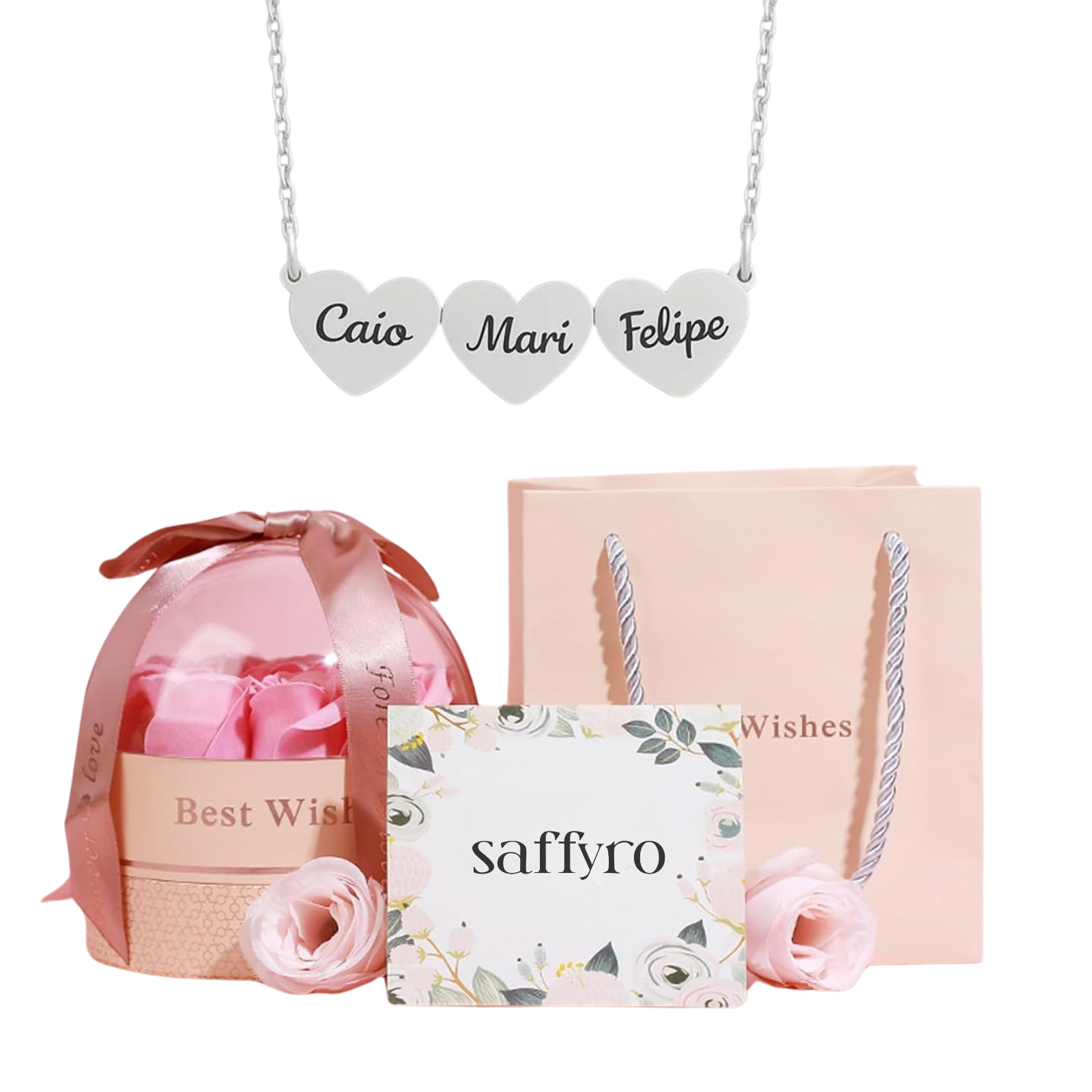 Colar Mãe Eu Te Amo - Caixa Especial com Urso e Rosa Eterna