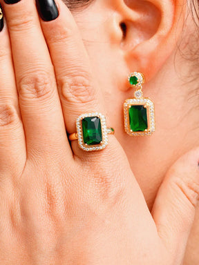 Conjunto Feminino Luxury Green Banhado Ouro 18K