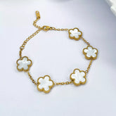 Pulseira Feminina Trevo Mini Dourada