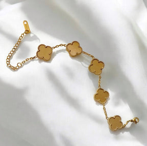 Pulseira Feminina Trevo Mini Dourada