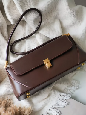 Bolsa Feminina Baguete  Couro legitimo Marron Fashion Londres