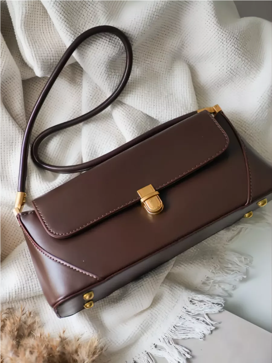 Bolsa Feminina Baguete  Couro legitimo Marron Fashion Londres