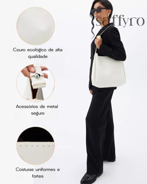 Bolsa Feminina Branca de Couro Luiza Espaçosa com Bolsinha