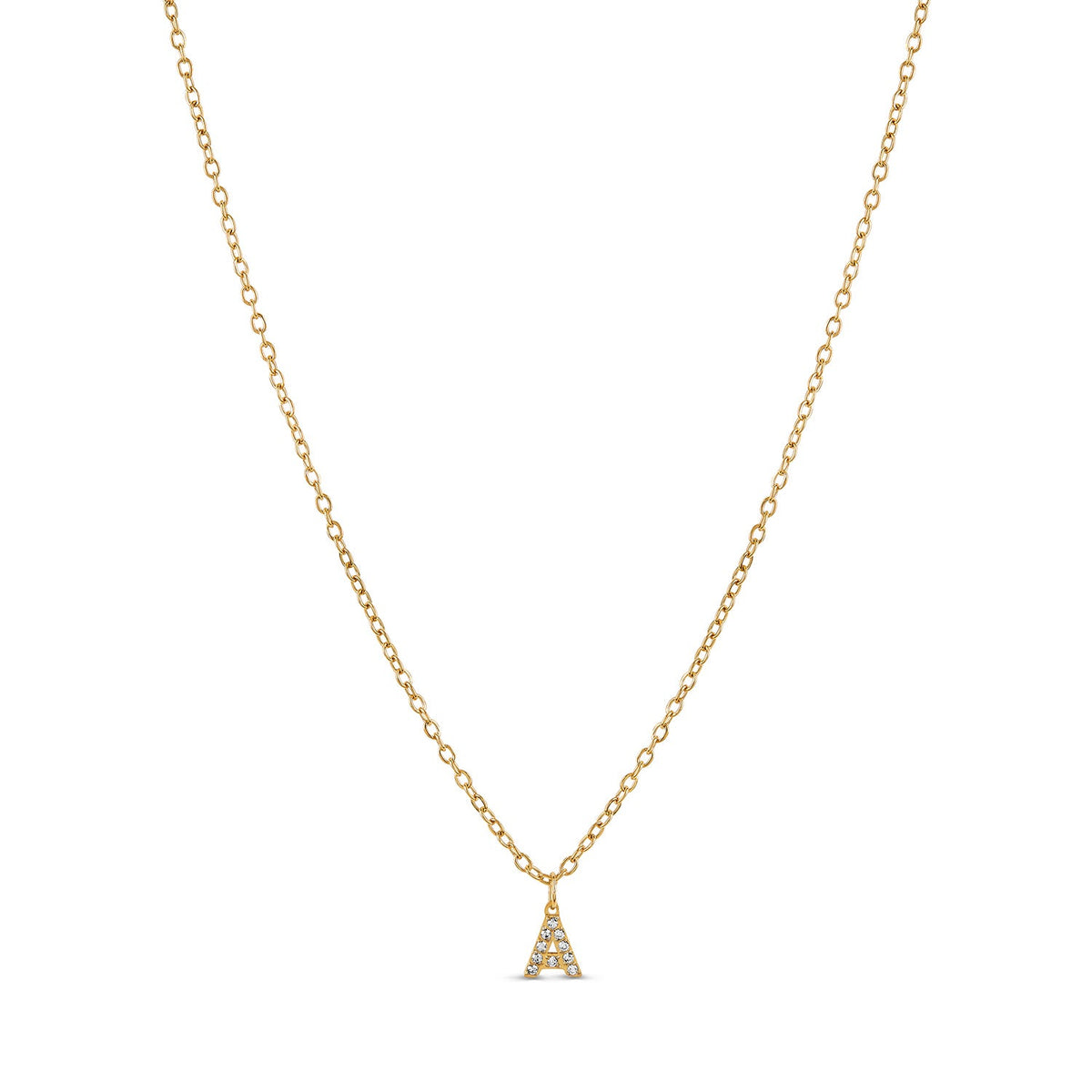 Colar Saffy Inicial Cravejado Banhado Ouro 18K