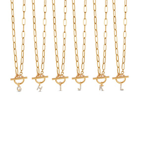 Colar Inicial Toggle Banhado Ouro 18K