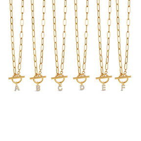 Colar Inicial Toggle Banhado Ouro 18K