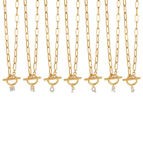 Colar Inicial Toggle Banhado Ouro 18K