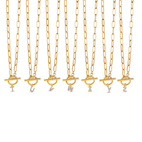 Colar Inicial Toggle Banhado Ouro 18K