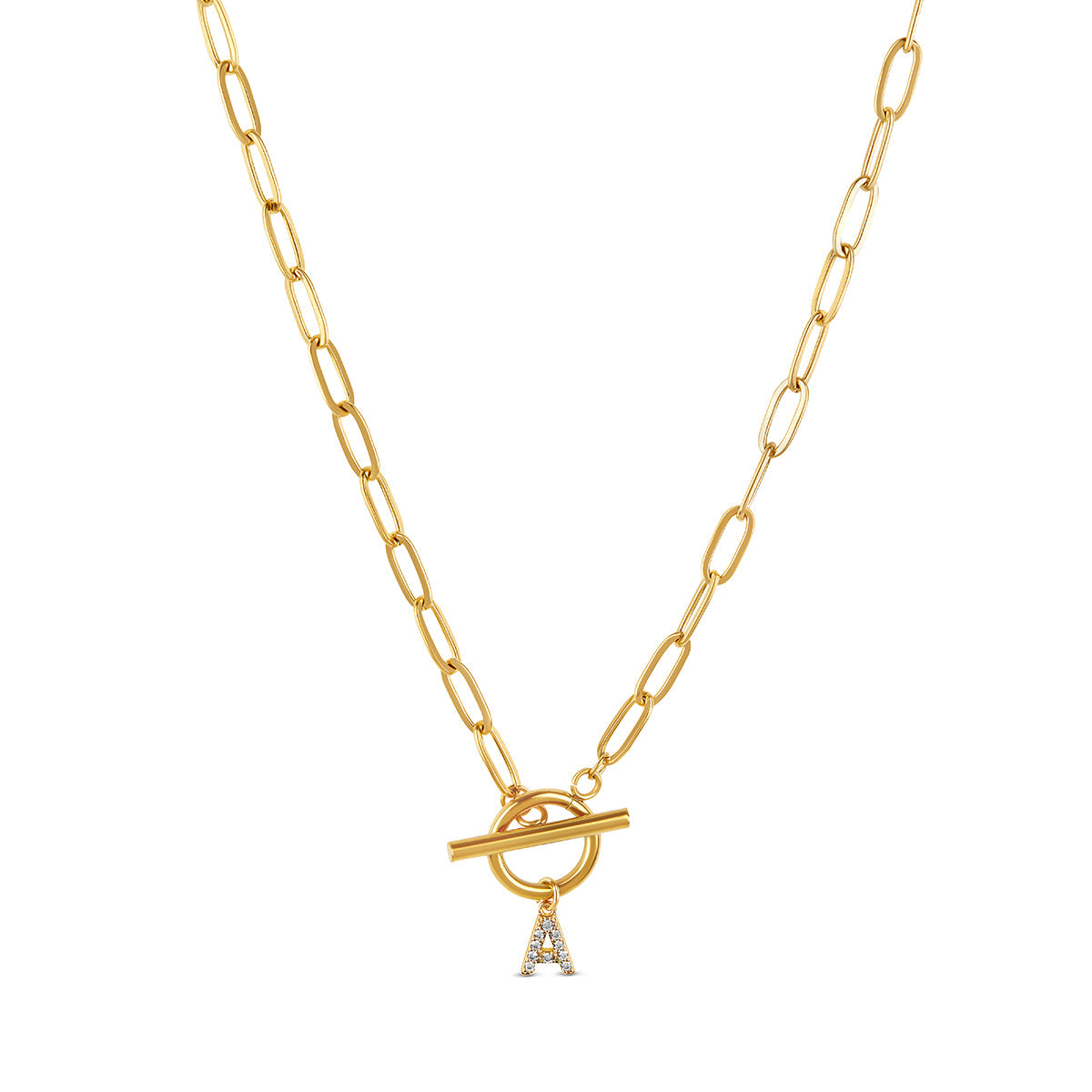 Colar Inicial Toggle Banhado Ouro 18K