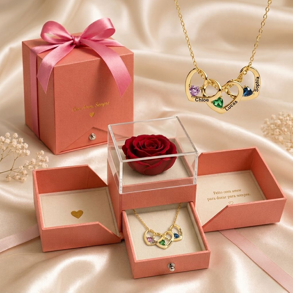 Colar Amor Eterno Personalizável - Nome e Mês de Aniversário