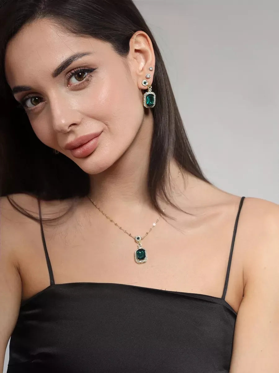 Conjunto Colar e Brinco Esmeralda Greed