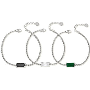 Pulseira Feminina Prata Trançada com Cristal
