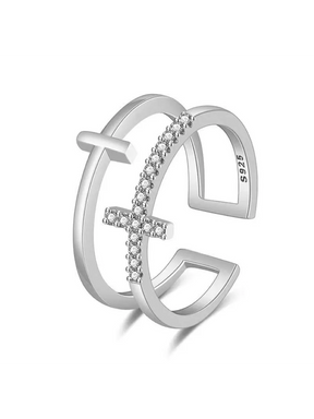 Anel Feminino Dourado Cruz cruzadas