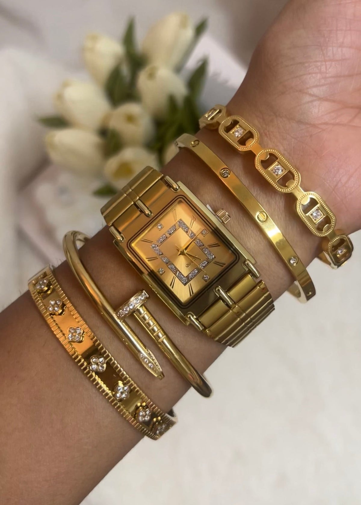Mix Feminino Dourado Retangular