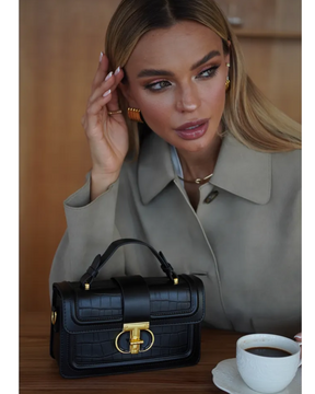 Bolsa Feminina Pequena Preta Flosé De Couro Legítimo