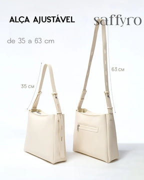 Bolsa Feminina Branca de Couro Luiza Espaçosa com Bolsinha