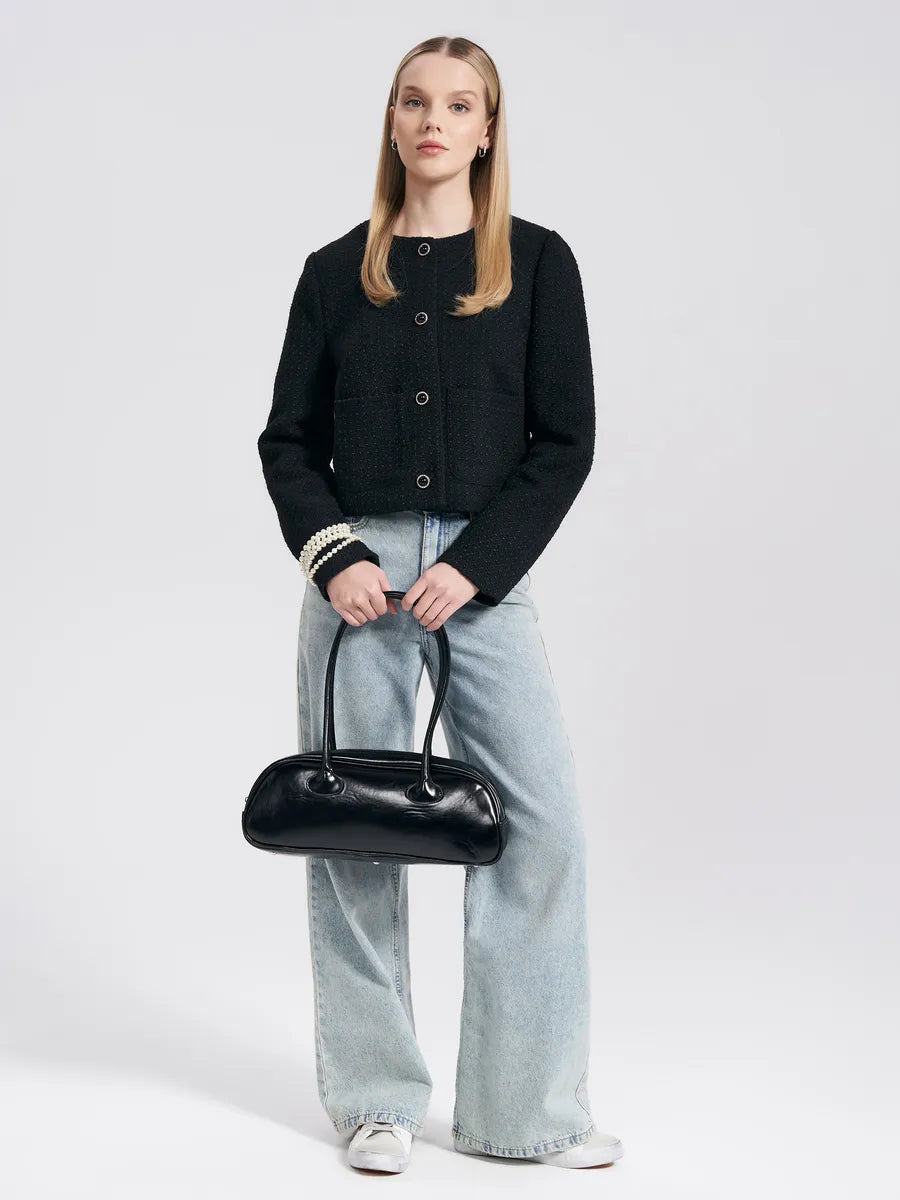 Bolsa feminina baguete longa Cloé couro legitimo