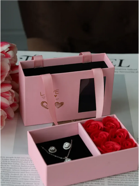 Conjunto de Joias Brilhante + Caixa Rosas Eternas